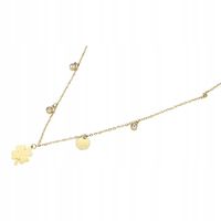 Bransoletka celebrytka Czterolistna koniczyna kółko kryształki kolor złoty