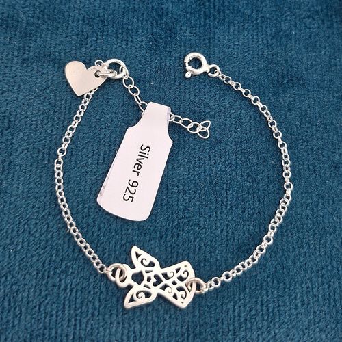 BRANSOLETKA SREBRNA ANIOŁEK AŻUROWY I SERCE SREBRO 925 GRAWER na Arena.pl