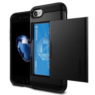 Spigen Slim Armor pancerne etui portfel ze schowkiem na kartę iPhone 8 / 7 czarny (Black)