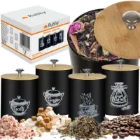 Zestaw Metalowych Pojemników Dekoracyjnych - 4 x 1.5L na Żywność