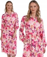 Sukienka Damska Szmizjerka Midi Wiskozowa Wzorzysta na Lato Różowa MORAJ XL