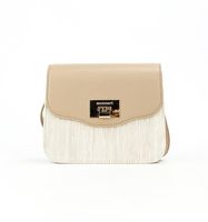 Monnari - beżowa torebka kuferek struktura lnu beżowa klapka BAG2940