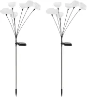 2xMeduzy solarne po 6 kielichów pióropuszy fontanna kolorowego światła