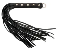 zado skorzany flogger mini z nitowaną rączką czarny 52cm