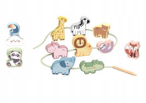 NAWLEKANKA ZOO DREWNIANA PRZEPLATANKA SZNUROWANKA KLOCKI 13 EL WOOPIE GREEN na Arena.pl