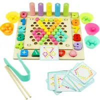 DLA DZIECI DREWNIANA UKŁADANKA  Z KLOCKAMI