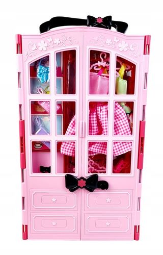 Szafa dla Lalek Garderoba dla Lalek Domek dla Lalek Akcesoria Lalka Różowa na Arena.pl