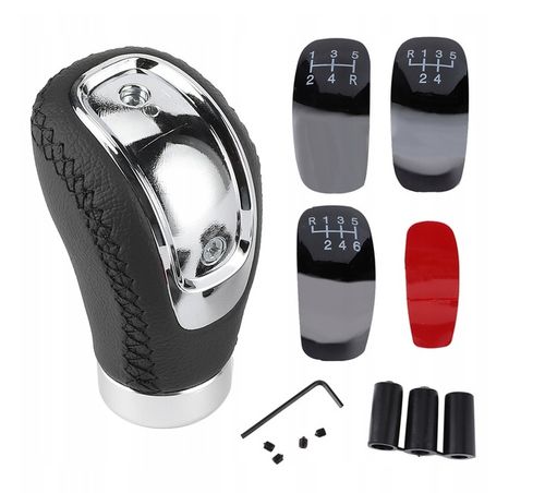 UNIWERSALNA GAŁKA ZMIANY BIEGÓW SKÓRA 5 6 BIEGOWA czarna skóra lita na Arena.pl