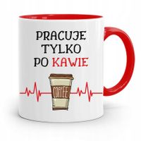 Dla Pracownika Kubek Czerwony Pracuje Po Kawie Z Nadrukiem Ze Zdjęciem