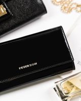 duży, skórzany portfel damski zamykany na zatrzask - peterson