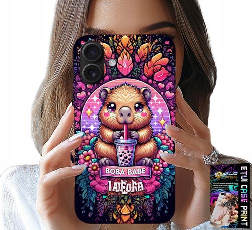 ETUI DO IPHONE 16 PLUS - SŁODKA KAPIBARA Z SZEJKIEM, SUPER WZORY na Arena.pl