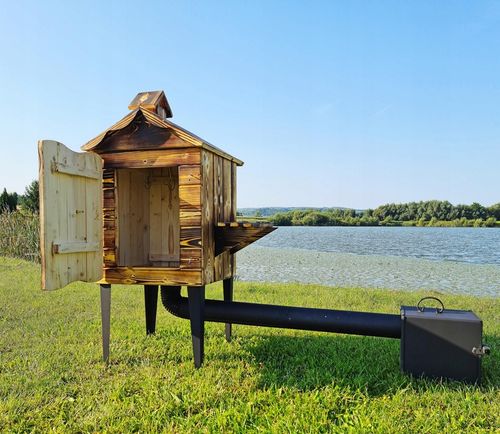 WĘDZARNIA DREWNIANA DOMOWA OGRODOWA WĘDZARNIK PALENISKO RURY GOTOWY ZESTAW na Arena.pl