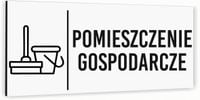 Tabliczka na drzwi POMIESZCZENIE GOSPODARCZE Aluminium BIAŁA Piktogram