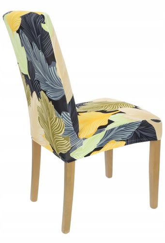 Pokrowiec Na Krzesło Beżowe Żółte Liście Wzory Elastyczny na Arena.pl