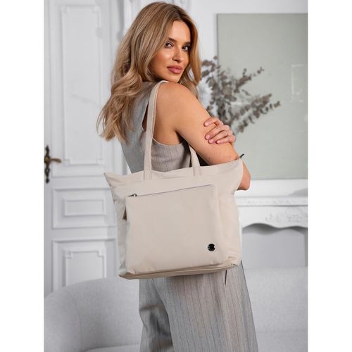 pojemna, jednokomorowa shopperka damska z poliestru w beżowym kolorze na Arena.pl