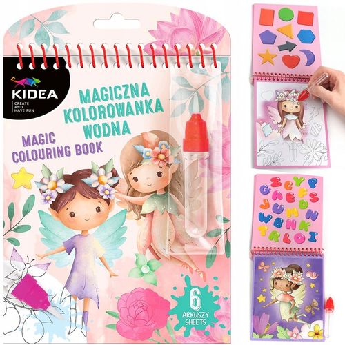 MAGICZNA WIELORAZOWA KOLOROWANKA WODNA 6 ARKUSZY PISAK DO KOLOROWANIA KIDEA na Arena.pl