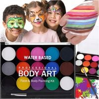 FARBY DO MALOWANIA TWARZY ZMYWALNE FARBKI DO CIAŁA ZESTAW 15 KOLORÓW DZIECI