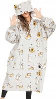 BLUZA Z KAPTUREM OVERSIZE KOC KOCOBLUZA MIĘKKA CIEPŁA PLUSZOWA SHERPA 120cm