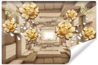 Fototapeta Do Salonu TUNEL 3D Abstrakcja Kwiaty Cyrkonie 400cm x 280cm