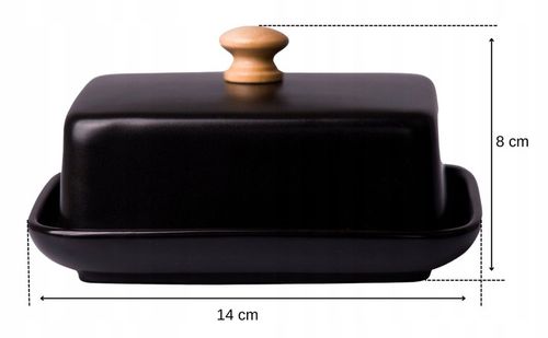 NOWOCZESNA MASELNICZKA MASELNICA POJEMNIK NA MASŁO Z POKRYWKĄ CZARNA+BAMBUS na Arena.pl