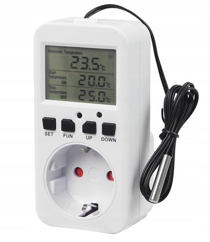 Regulator Temperatury Pokojowy Termostat Elektroniczny 230V Gniazdo 16A na Arena.pl