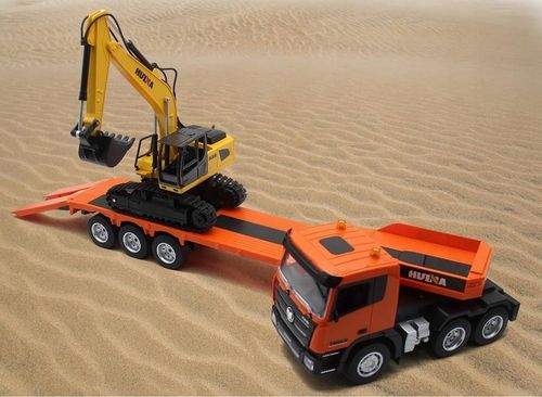 OGROMNA CIĘŻARÓWKA Z PRZYCZEPĄ SAMOCHÓD LAWETA KOPARKA RC 2x PILOT 1319 na Arena.pl