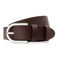 pasek damski skórzany brązowy 100 cm ze srebrną klamrą paolo peruzzi