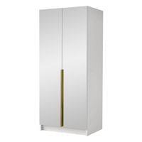 Szafa BONO III 100 cm z lustrem-pojemna garderoba-BIAŁY+ZŁOTY