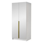 Szafa BONO III 100 cm z lustrem-pojemna garderoba-BIAŁY+ZŁOTY