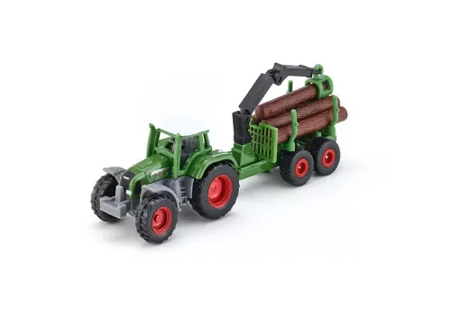 Traktor z leśną przyczepą, zielony na Arena.pl