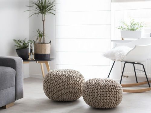 Puf 50 x 35 cm beżowy CONRAD na Arena.pl