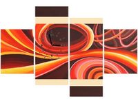 120CM 80CM ZEGAR 4 ELEM POMARAŃCZOWY WIR OBRAZ ŚCIENNY