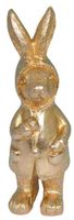 Figurka królik w płaszczu z kokardą złoty
