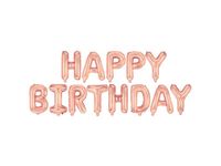 Zestaw balonów foliowych, napis "Happy Birthday", różowo złoty, 40 cm