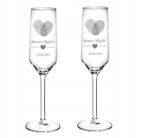 2x KIELISZKI DO SZAMPANA Z GRAWEREM PREZENT ŚLUB Personalizacja na Arena.pl