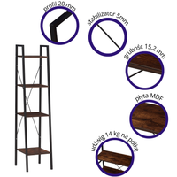 ALTE R1 REGAŁ, PÓŁKI,  CZARNY / DĄB RUSTYKALNY NA KSIĄŻKI