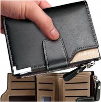 Portfel skóra na suwak Męski Skórzany pionowy czarny elegancki ochrona kart