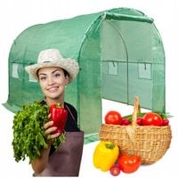 TUNEL FOLIOWY OGRODOWY SZKLARNIA 2X3,5 7m2 ZIELONY 6 OKIEN Z MOSKITIERAMI