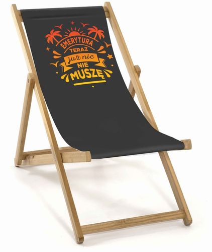 LEŻAK DREWNIANY OGRODOWY Z NADRUKIEM SKŁADANY MATERIAŁ WYTRZYMAŁY na Arena.pl