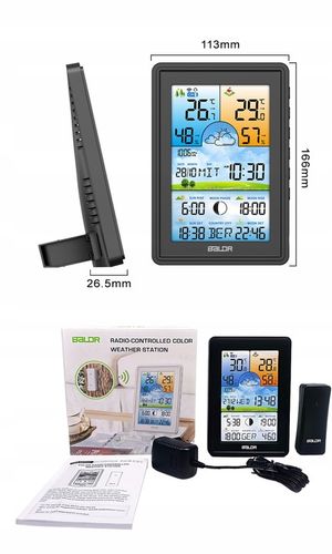 STACJA POGODOWA BALDR BEZPRZEWODOWA BAROMETR TERMOMETR LCD KOLOR na Arena.pl