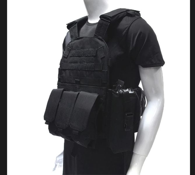 KAMIZELKA WOJSKOWA TAKTYCZNA WOJSKOWA Torby 600D MOLLE Black Camo zdjęcie 4