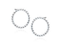 Eleganckie rodowane srebrne gładkie kolczyki celebrytka duże kółka kółeczka ring srebro 925 Z1859ER