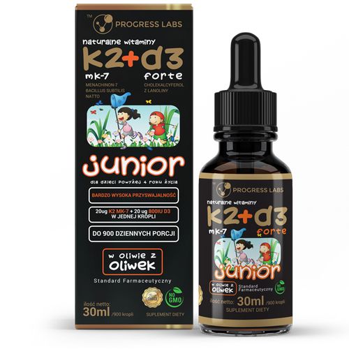Witamina K2 MK7 + D3 Forte Junior w Kroplach 30ml na Arena.pl