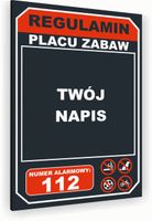 Tabliczka znak informacyjny 20x15 Antracyt REGULAMIN PLACU ZABAW Nierdzewna