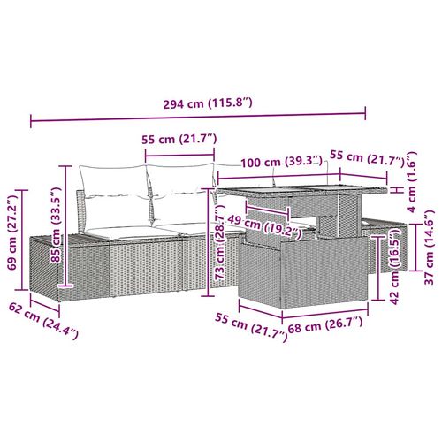 Zestaw Sof na Ogród z przechowywaniem 5 pcs Szary Polirattan na Arena.pl