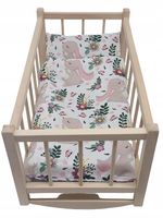 KOŁYSKA dla lalek drewniana + POŚCIEL ZAJĄCZKI - DO WYBORU