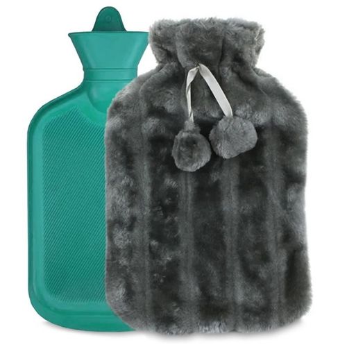 TERMOFOR NA WODĘ 2L W POKROWCU PLUSZOWY OGRZEWACZ GUMOWY W SWETERKU GRAFIT na Arena.pl