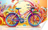 Fototapeta PREMIUM STRUKTURA ZMYWALANA kolorowy rower na kolorowym tle