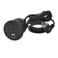 Gniazdo meblowe DISQ 80 wyposażone 2P+Z/USB A+C/RJ45 z przewodem 2m - CZARNY Legrand 654702