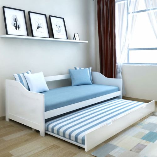 Wysuwane łóżko sosnowe/sofa 200x90 cm Białe na Arena.pl